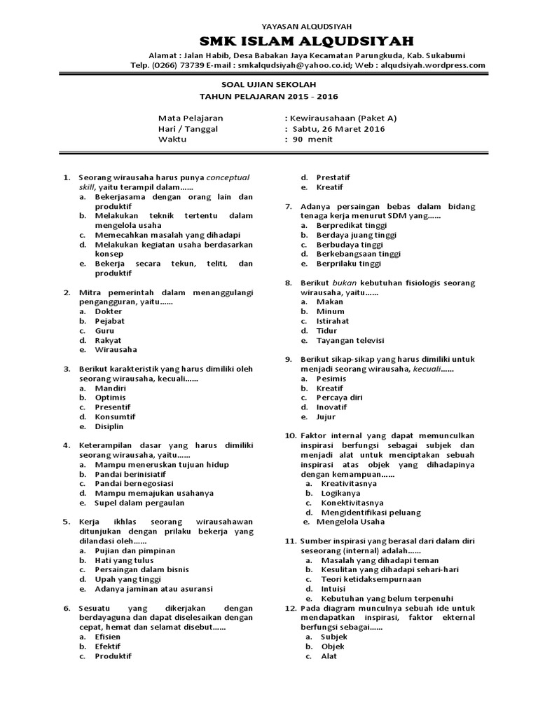 Soal Us Kwu A Pdf