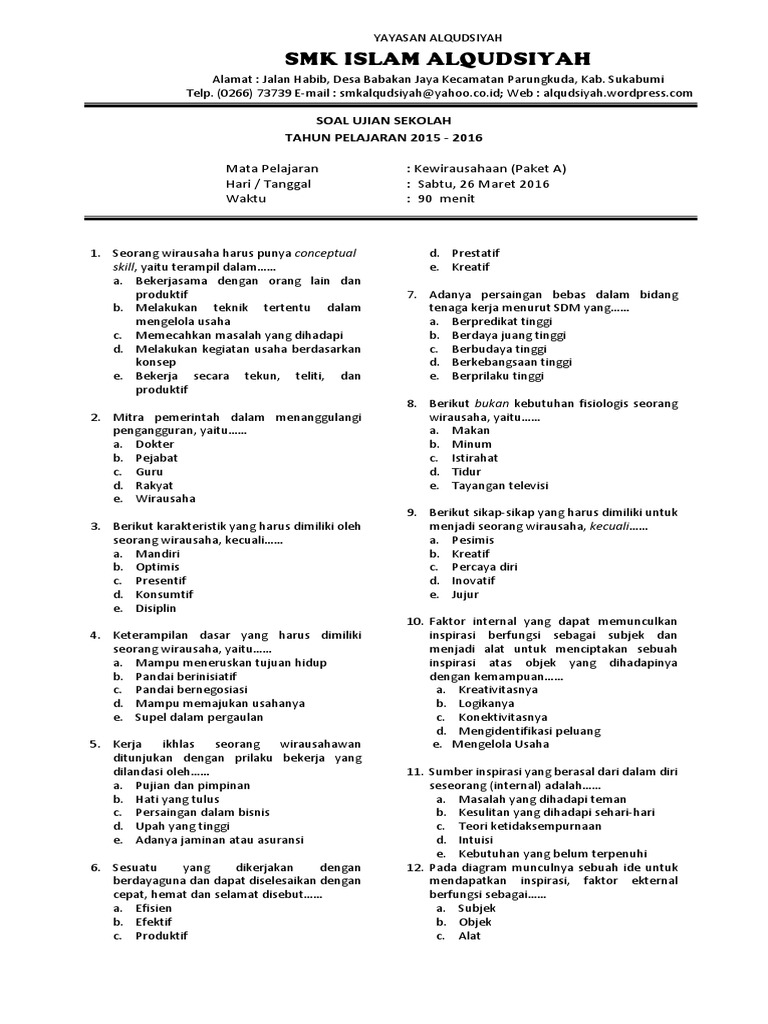 Soal Us Kwu A Pdf