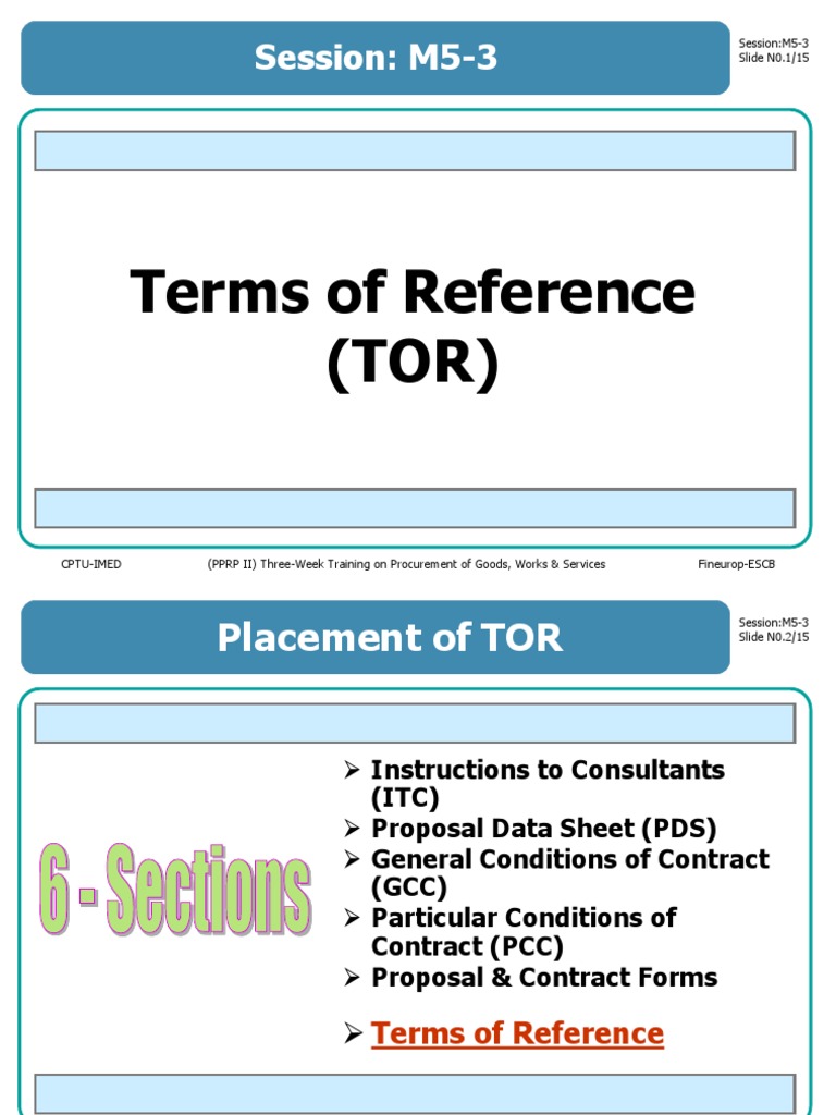 M5-3 Terms of Reference (TOR) | PDF | Procurement | Project Management