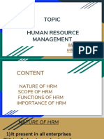 Topic Human Resource Management: Mamta Singh Mba 1St Year
