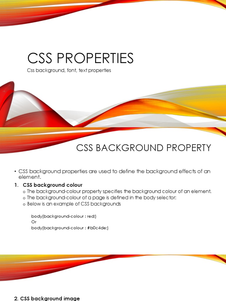 2-Css Properties Background, Font, Text | PDF | Cascading Style Sheets ...