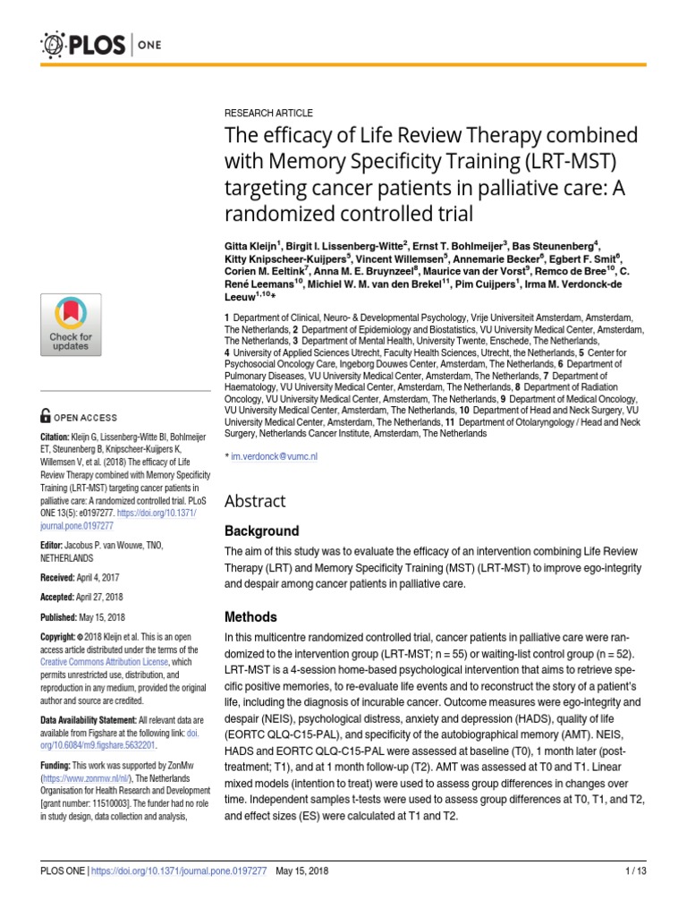 Journal Pone Pdf Palliative Care Major Depressive Disorder