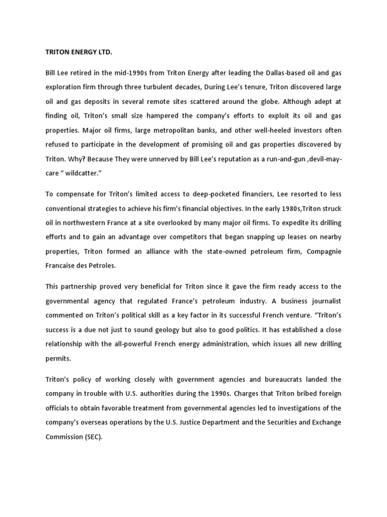 Case 3 4 TRITON ENERGY LTD PDF Bribery U.S. Securities And