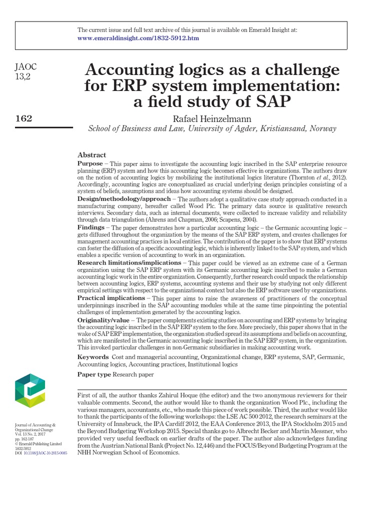 Accounting Journal Research PDF Enterprise Resource Planning System