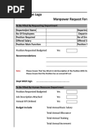 Organisation Logo Manpower Request Form: Position Requested Budgeted Yes