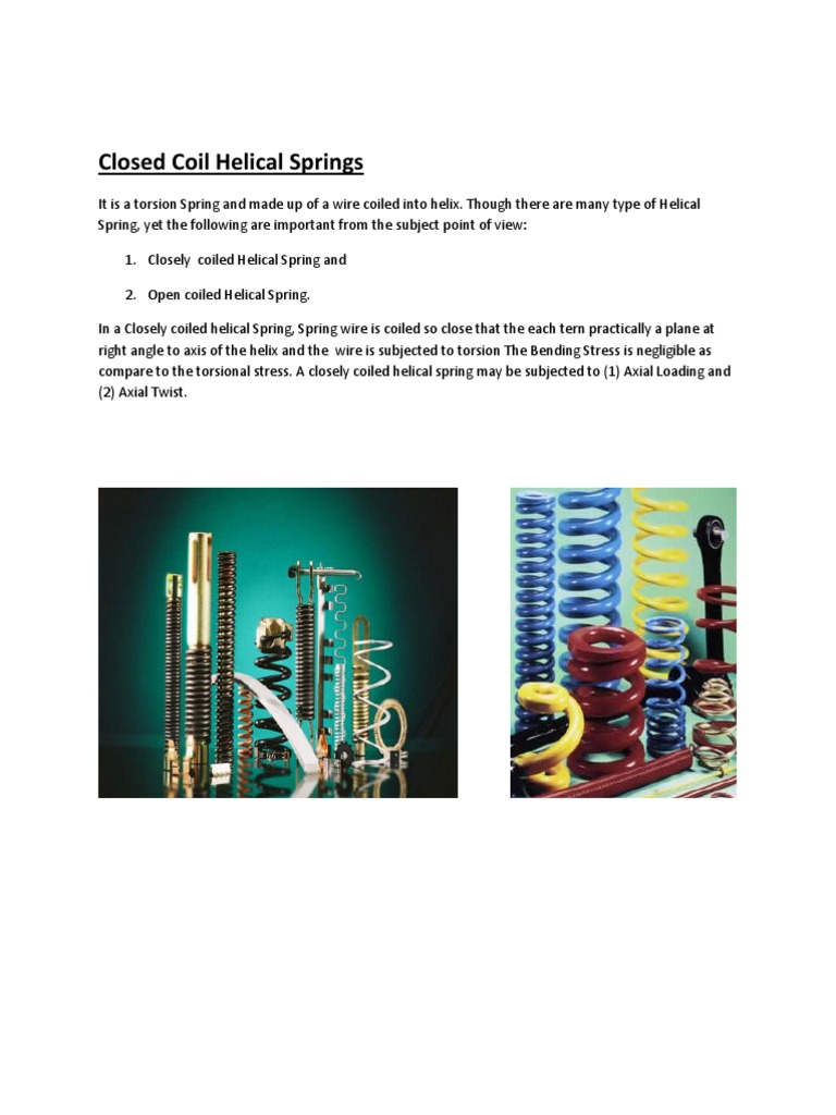 Closed Coil Helical Springs | PDF | Helix | Mechanical Engineering