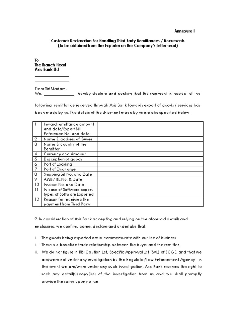 Third Party Annexure Invoice Private Law