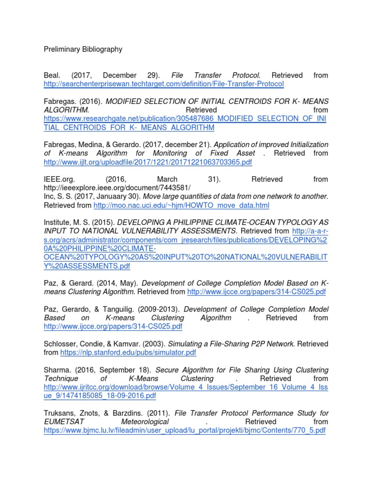Preliminary Bibliography PDF Cluster Analysis Information Technology Management