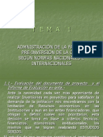 Tema 1- Proyectos de Pre-Inversiòn e Inversión de La Obra Segùn Normas Nacionales e Internacionales