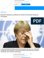 Bachelet Denuncia Asesinato de Críticos de Daniel Ortega en Nicaragua