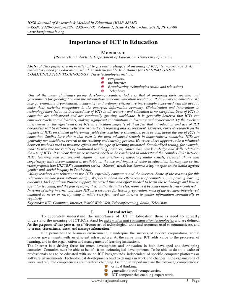 Significance of ICT in Education | PDF | Educational Technology ...