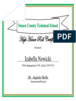 High Honor Roll Certificate: Izabella Nowicki