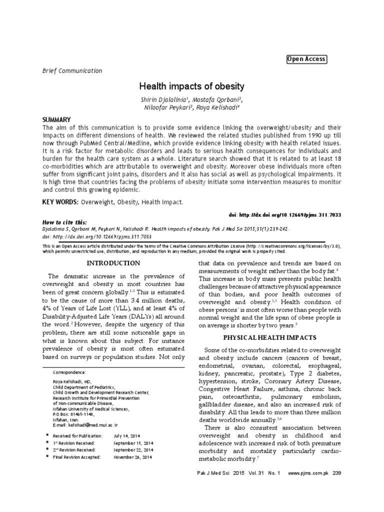Health Impacts of Obesity Explained | PDF | Obesity | Reproductive Health