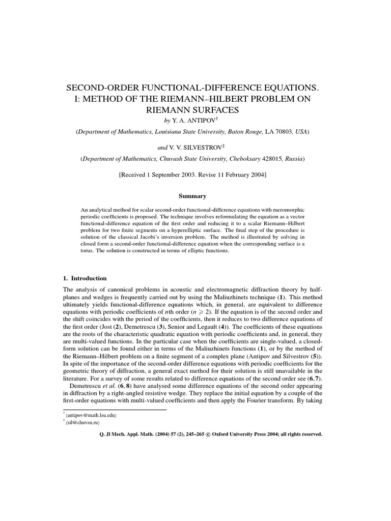 Second-Order Functional-Difference Equations | PDF | Equations ...