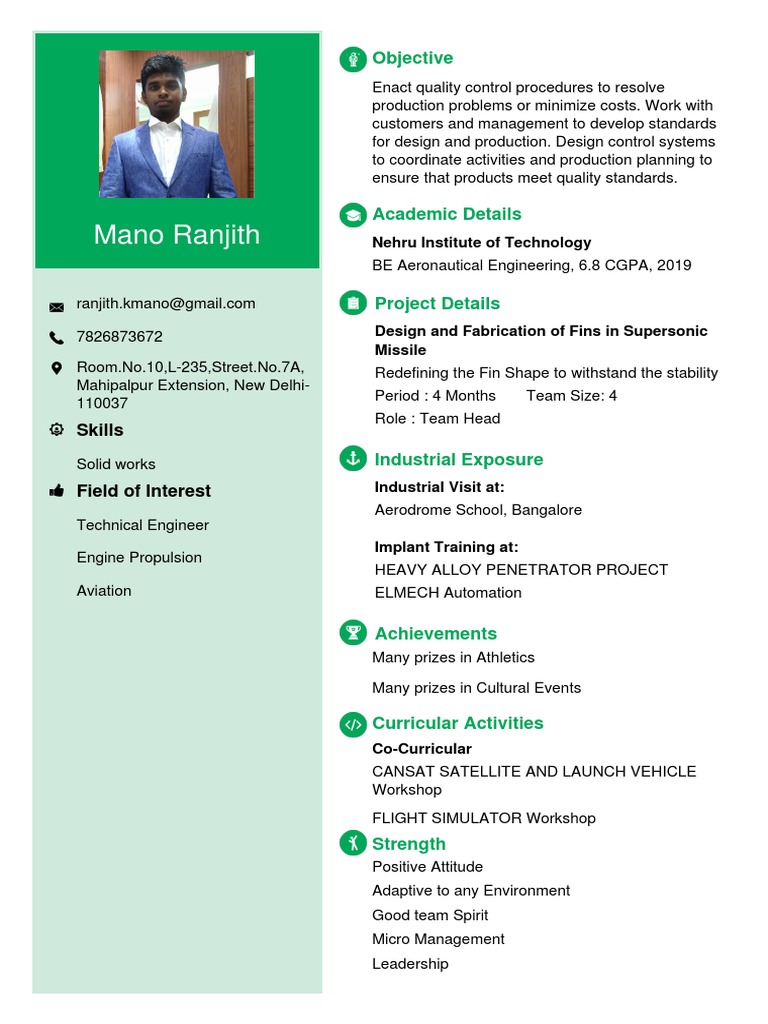 Aeronautical Engineer Profile | PDF | Aerospace | Spaceflight
