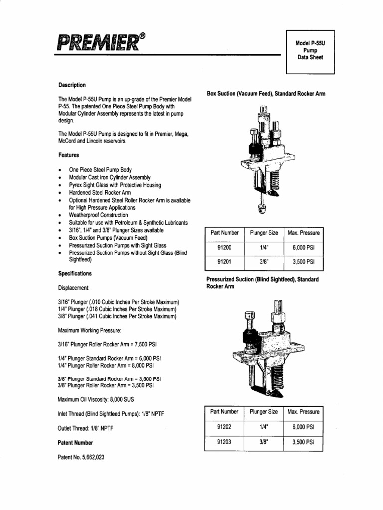 Data Sheet Bomba Lubricacion Cpi P-55u | PDF | Pump | Rotating Machines