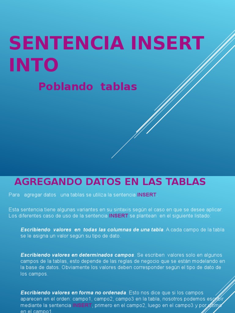 03 Sentencia INSERT | PDF | Tabla (base de datos) | Bases de datos