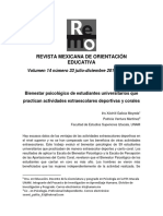 Bienestar Psicológico de Estudiantes Universitarios Que Practican Actividades Extraescolares Deportivas y Corales 2017