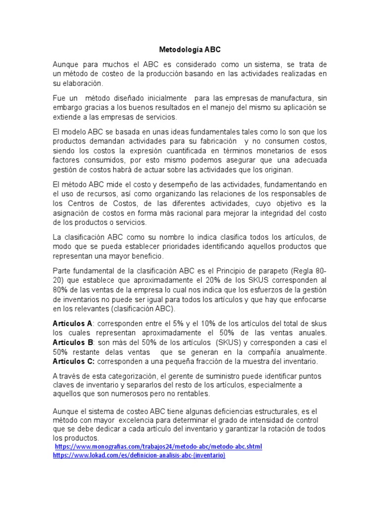 Metodología ABC | PDF | Inventario | Economias