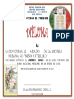 Diploma para El Concurso Del Himno Nacional Zona