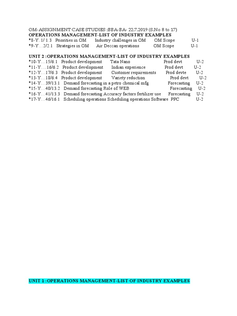 Operations Management Case Studies | PDF | Fertilizer | Scheduling ...