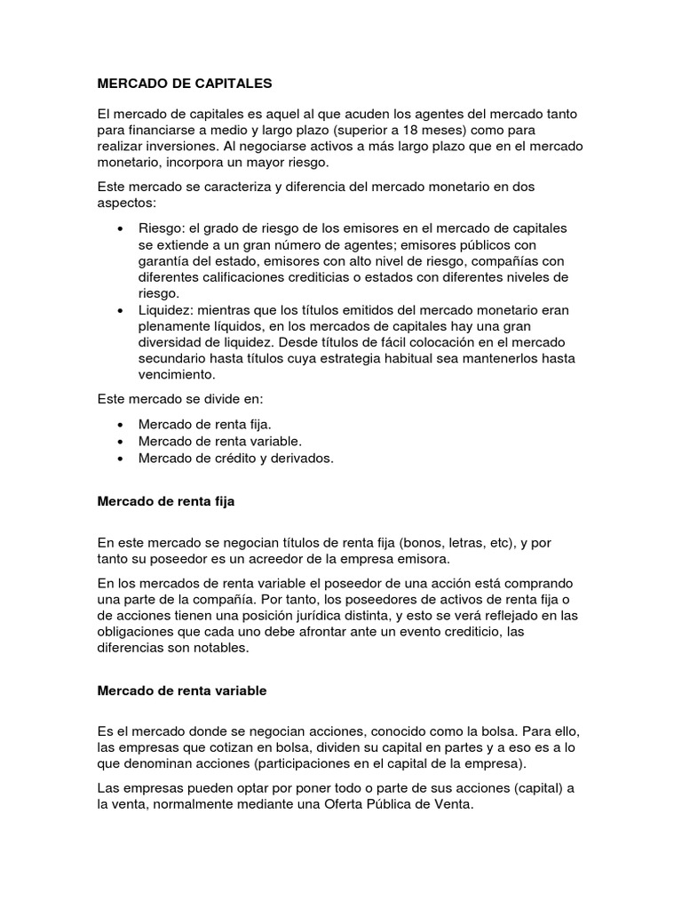 Guía del Mercado de Capitales para Inversores | PDF | Compartir ...