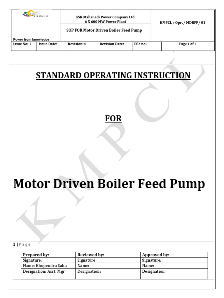 MDBFP Sop KSK PDF Pump Valve