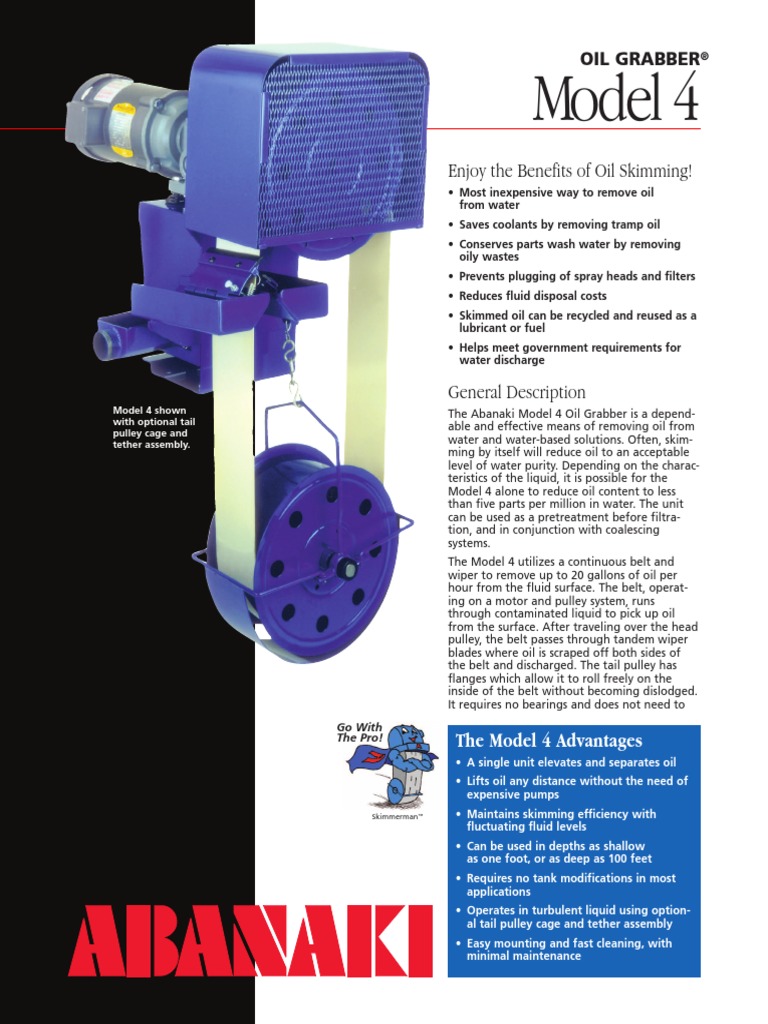 Model 4 Enjoy The Benefits of Oil Skimming! PDF Belt (Mechanical