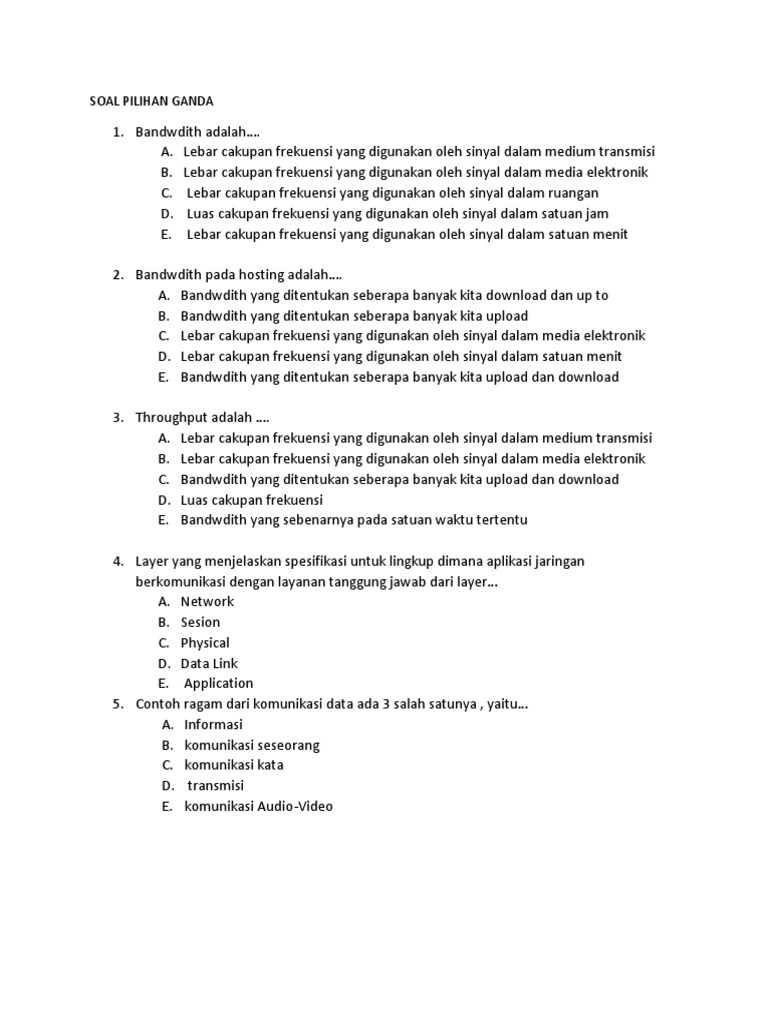 Soal Pilihan Ganda Fiber Optik Beserta Jawaban