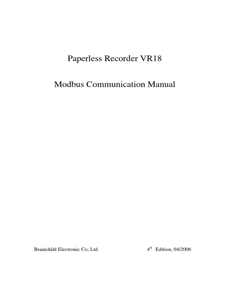 BrainChild VR18 Modbus Manual PDF Computer Engineering Computing
