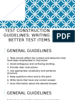 Test Construction Guidelines: Writing Better Test Items