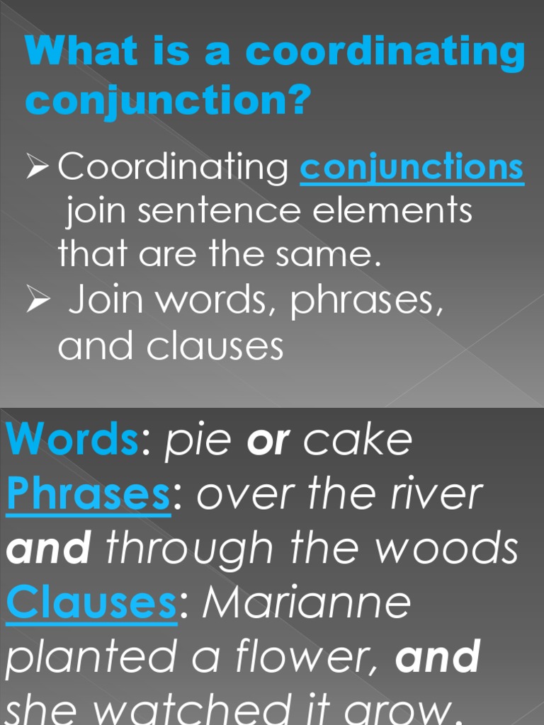 What Is A Coordinating Conjunction?: Coordinating Join Sentence ...