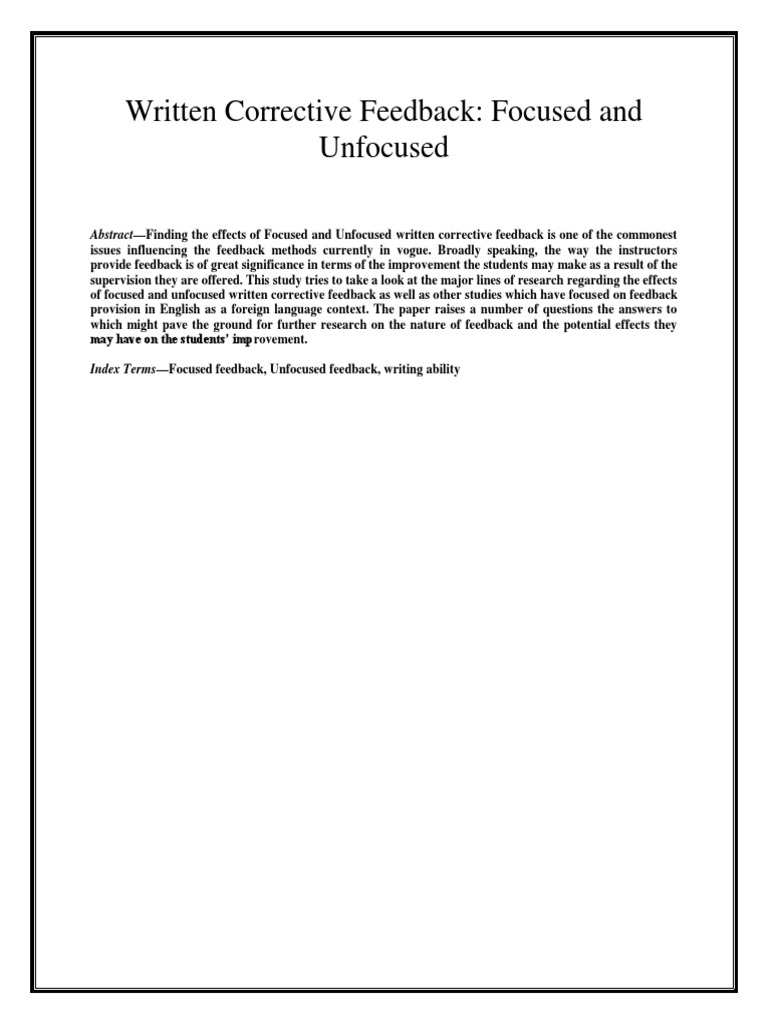 Written Corrective Feedback | PDF