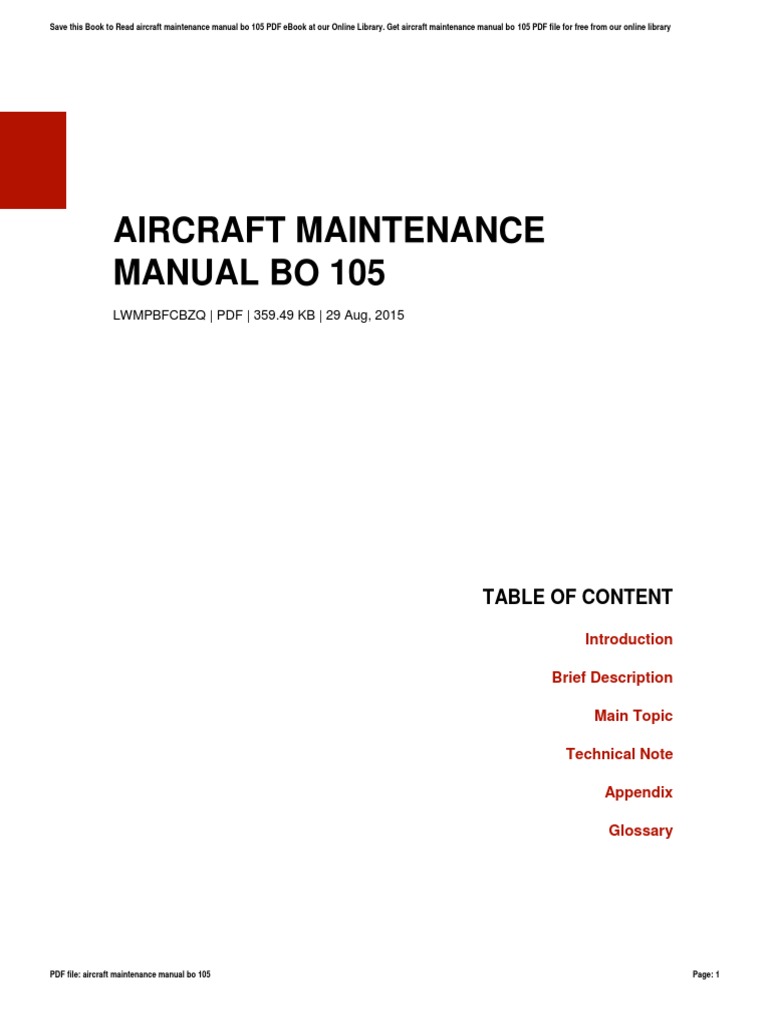 Aircraft Maintenance Manual BO 105-Dikonversi | PDF | E Books | Books