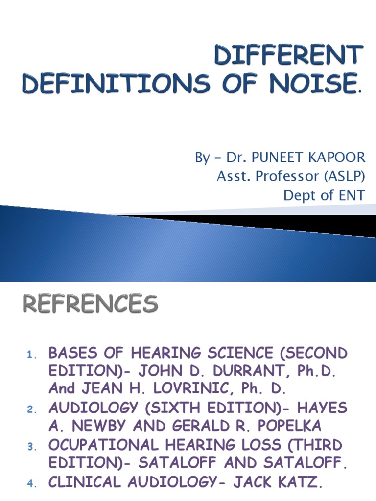 Definitions of Noise PDF Noise Hearing Loss