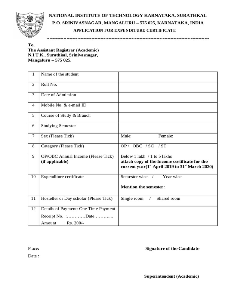 Expenditure Certificate Form03072019 | PDF
