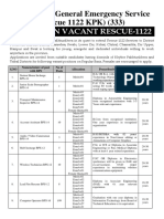 Situation Vacant Rescue-1122: Directorate General Emergency Service (Rescue 1122 KPK)