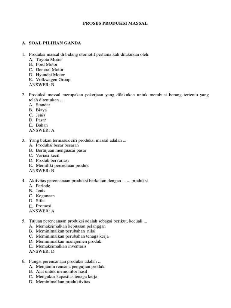 Soal Proses Produk