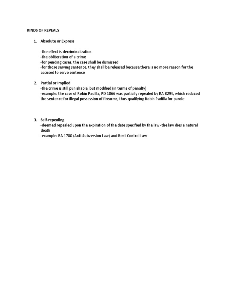 Types of Legal Repeals Explained | PDF