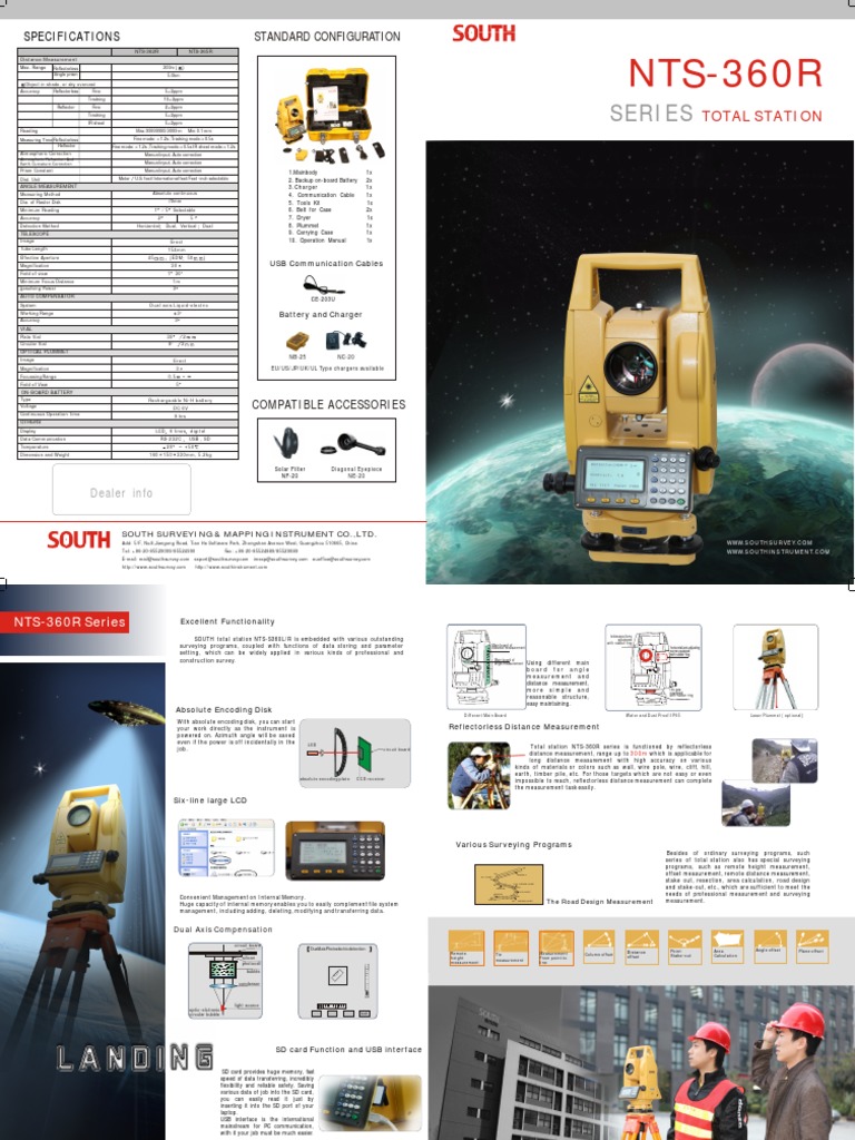 South Total Station Nts 362r 362rl Pdf Surveying Battery Charger