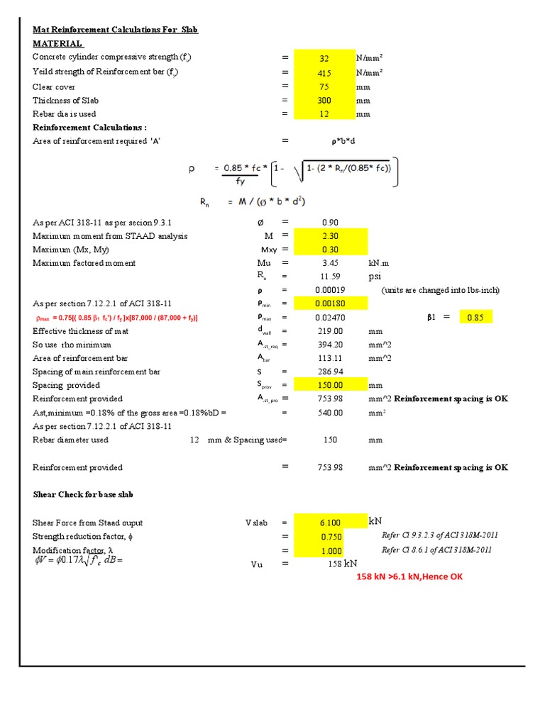 Base Slab & Crack Width Check - ACI Code | PDF | Materials Science ...