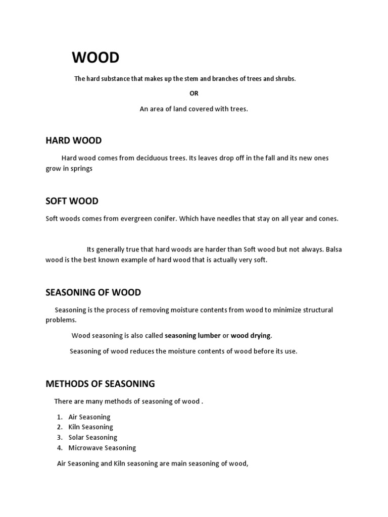 Types and Seasoning of Wood Explained | PDF | Wood | Landscape Architecture