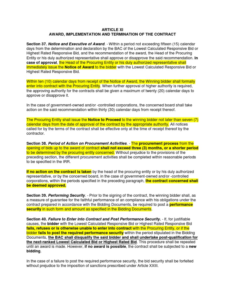 RA 9184: Contract Award and Implementation | PDF | Procurement | Indemnity