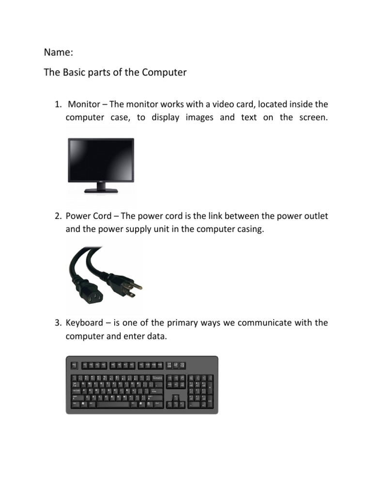 Basic Parts of Computer | PDF