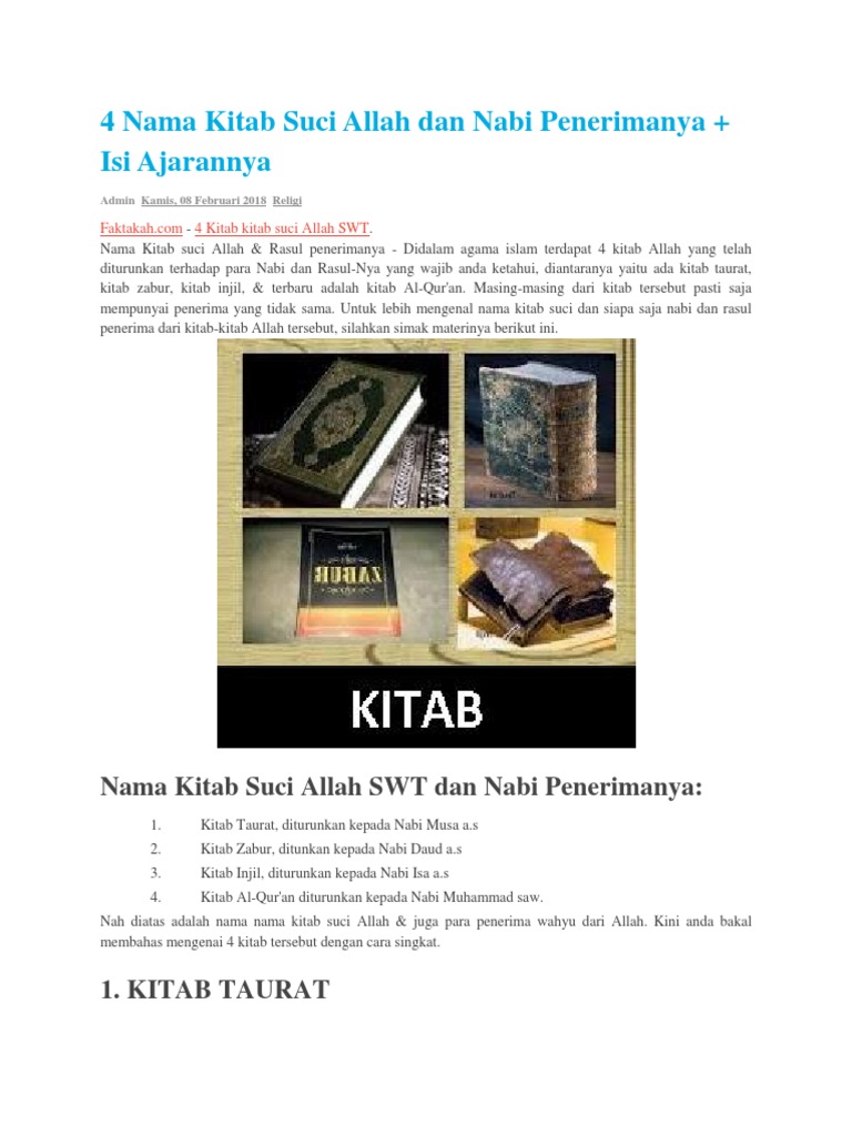 Kitab injil diturunkan kepada nabi apa