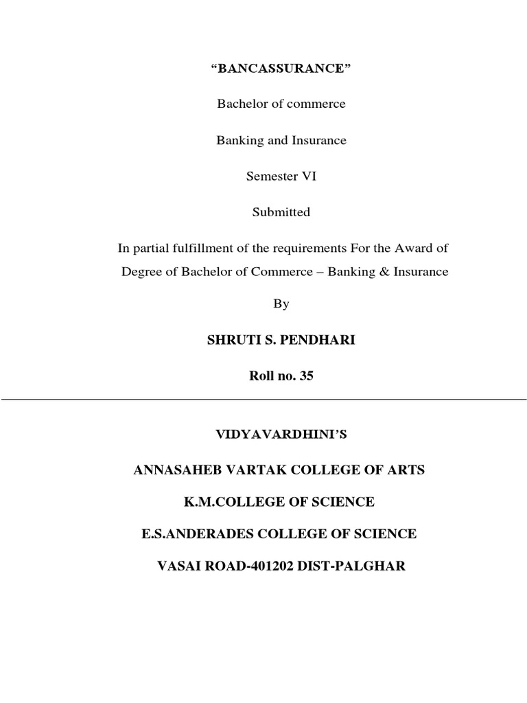 Banc Assurance | PDF | Banks | Insurance