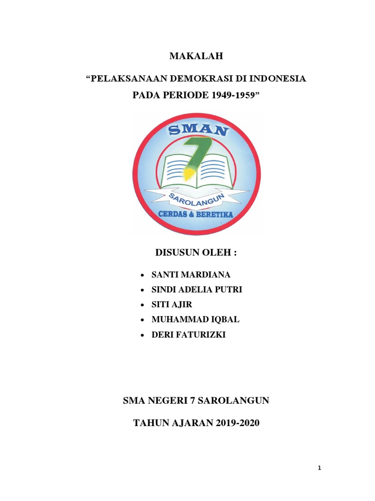 Makalah Demokrasi Di Indonesia Pada Periode 1949 1959
