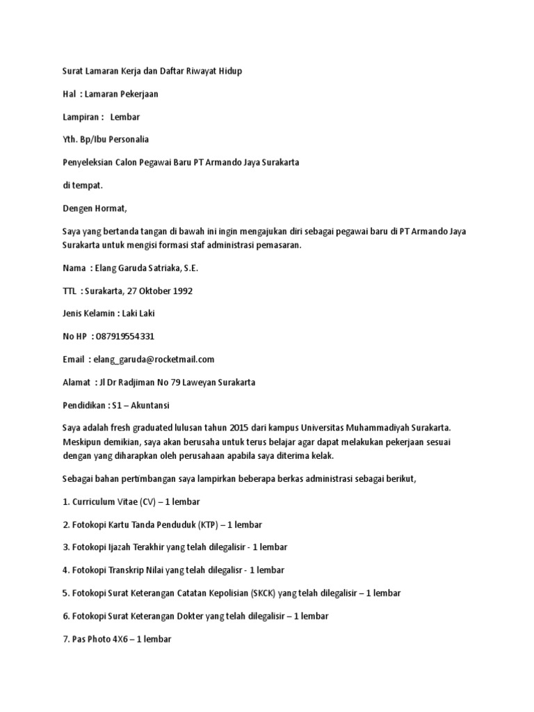 Surat Lamaran K Wps Office Pdf