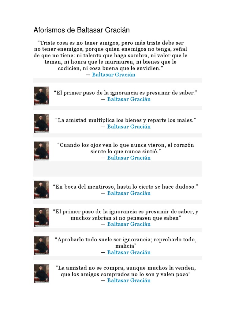 Aforismos y Frases de Baltasar Gracián | PDF
