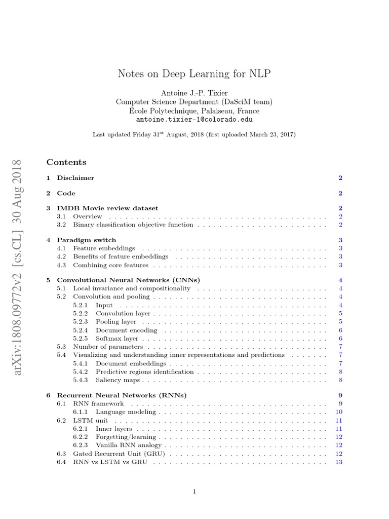 Deep Learning Insights by Antoine Tixier | PDF | Artificial Neural ...